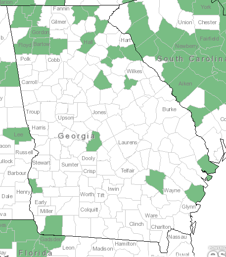 The Georgia range of Aureolaria virginica